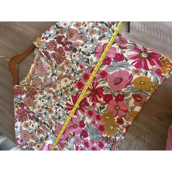 Natural Life Easy V-Neck Short Sleeve Top Pink Mustard Floral Women’s size Small - Picture 9 of 12